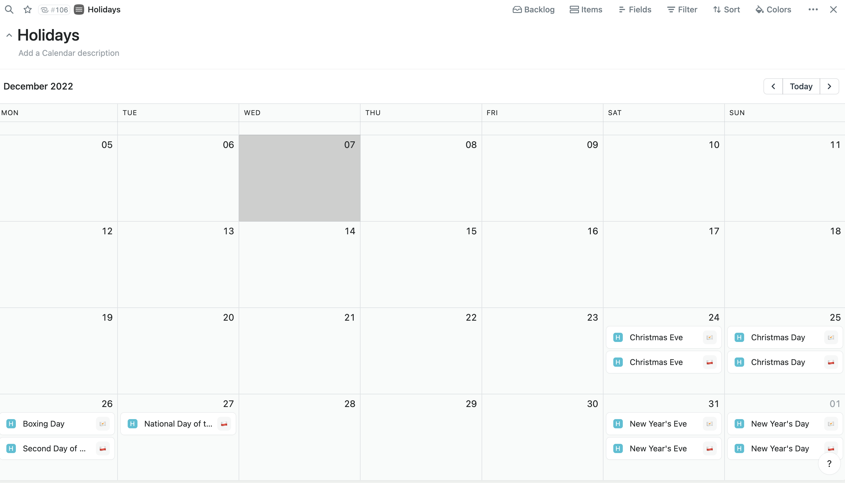 Sync Public Holidays from Google Calendar — Guide | Fibery